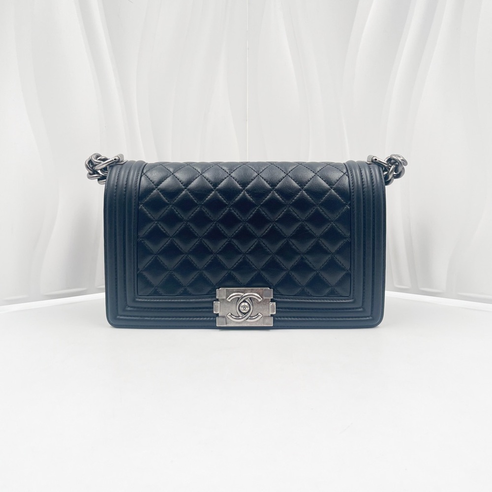 CHANEL Boy Chanel Medium Bag Black Lambskin